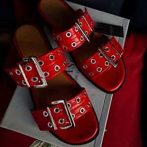 Giasone classic red buckle sandals sz 40 made in Portugal